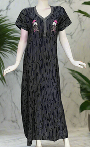 Navy Blue Stripes Spun Nighty. Flowy Spun Fabric | Laces and Frills