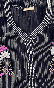 Navy Blue Stripes Spun Nighty. Flowy Spun Fabric | Laces and Frills