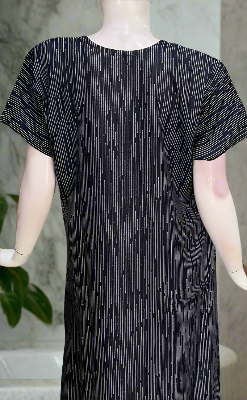 Navy Blue Stripes Spun Nighty. Flowy Spun Fabric | Laces and Frills