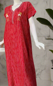 Red Stripes Spun Nighty. Flowy Spun Fabric | Laces and Frills