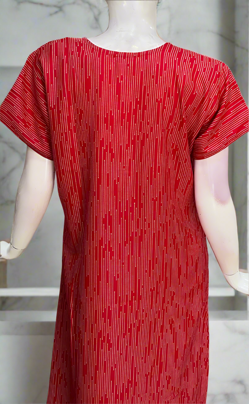 Red Stripes Spun Nighty. Flowy Spun Fabric | Laces and Frills
