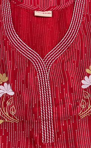 Red Stripes Spun Nighty. Flowy Spun Fabric | Laces and Frills