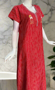 Red Stripes Spun Nighty. Flowy Spun Fabric | Laces and Frills