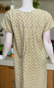 Beige Tiny Floral Pure Cotton Nighty. Pure Durable Cotton | Laces and Frills