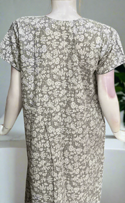 Grey Floral Soft Cotton Nighty. Soft Breathable Fabric | Laces and Frills