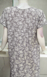 Grey Floral Soft Cotton Nighty. Soft Breathable Fabric | Laces and Frills