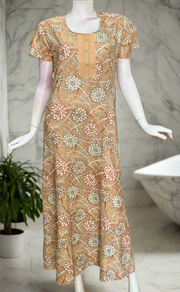 Beige Floral Spun Nighty. Flowy Spun Fabric | Laces and Frills