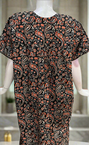 Black Paisley Print Pure Cotton Nighty. Pure Durable Cotton | Laces and Frills
