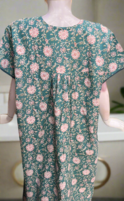 Sea Green Garden Pure Cotton Nighty. Pure Durable Cotton | Laces and Frills