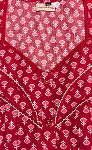 Red Buds Pure Cotton Nighty. Pure Durable Cotton | Laces and Frills