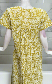 Yellow Garden Pure Cotton Nighty. Pure Durable Cotton | Laces and Frills