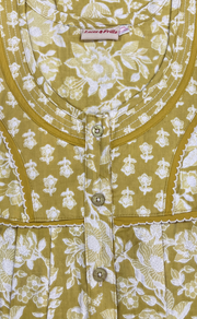 Yellow Garden Pure Cotton Nighty. Pure Durable Cotton | Laces and Frills