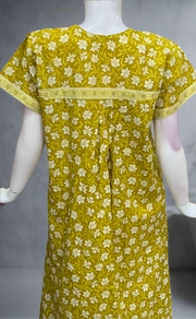 Lime Green Garden Pure Cotton Nighty. Pure Durable Cotton | Laces and Frills