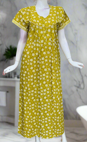 Lime Green Garden Pure Cotton Nighty. Pure Durable Cotton | Laces and Frills