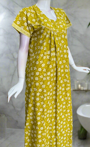 Lime Green Garden Pure Cotton Nighty. Pure Durable Cotton | Laces and Frills