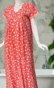 Peach Garden Pure Cotton Nighty. Pure Durable Cotton | Laces and Frills