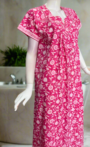 Pink Flora Pure Cotton Nighty. Pure Durable Cotton | Laces and Frills