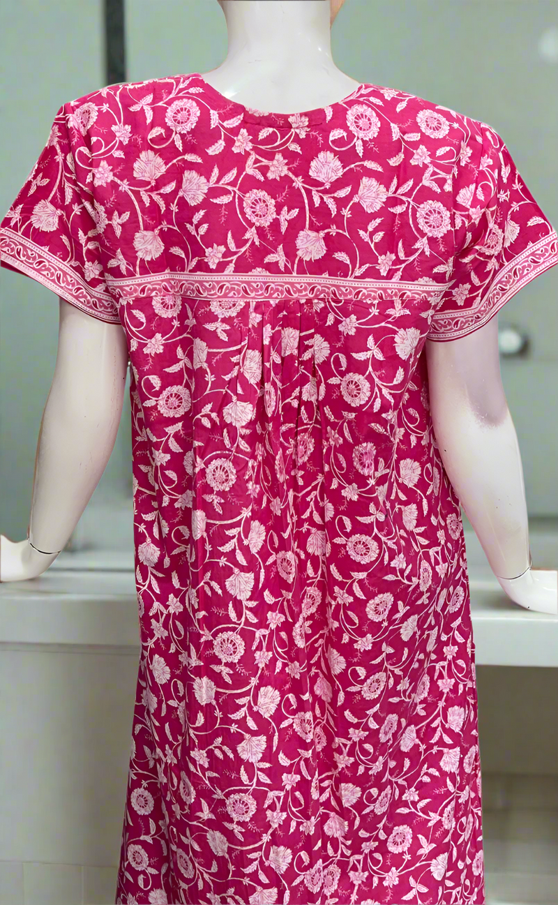 Pink Flora Pure Cotton Nighty. Pure Durable Cotton | Laces and Frills
