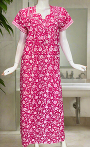 Pink Flora Pure Cotton Nighty. Pure Durable Cotton | Laces and Frills