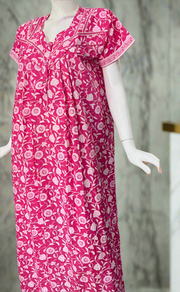 Pink Flora Pure Cotton Nighty. Pure Durable Cotton | Laces and Frills