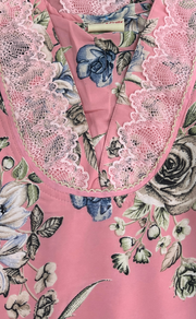Pink Floral Chiffon Nighty. Delicate Chiffon | Laces and Frills