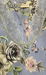 Light Blue Floral Chiffon Nighty. Delicate Chiffon | Laces and Frills