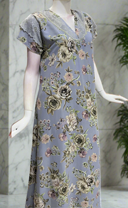 Light Blue Floral Chiffon Nighty. Delicate Chiffon | Laces and Frills