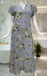 Light Blue Floral Chiffon Nighty. Delicate Chiffon | Laces and Frills