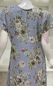 Light Blue Floral Chiffon Nighty. Delicate Chiffon | Laces and Frills