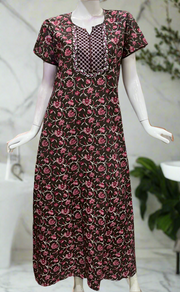 Brown Garden Pure Cotton Nighty. Pure Durable Cotton | Laces and Frills