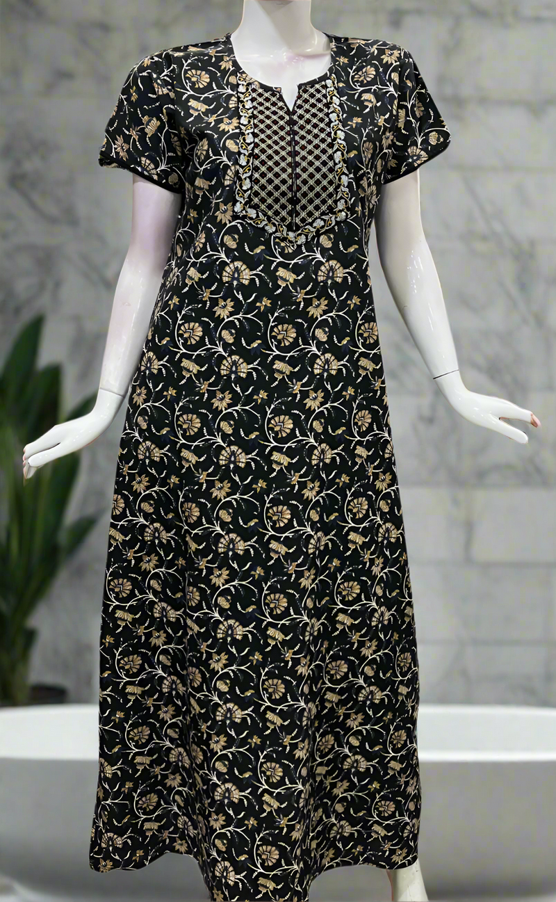 Black Garden Pure Cotton Nighty. Pure Durable Cotton | Laces and Frills