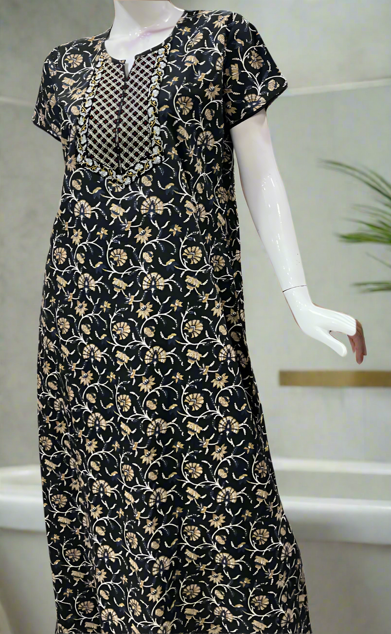 Black Garden Pure Cotton Nighty. Pure Durable Cotton | Laces and Frills