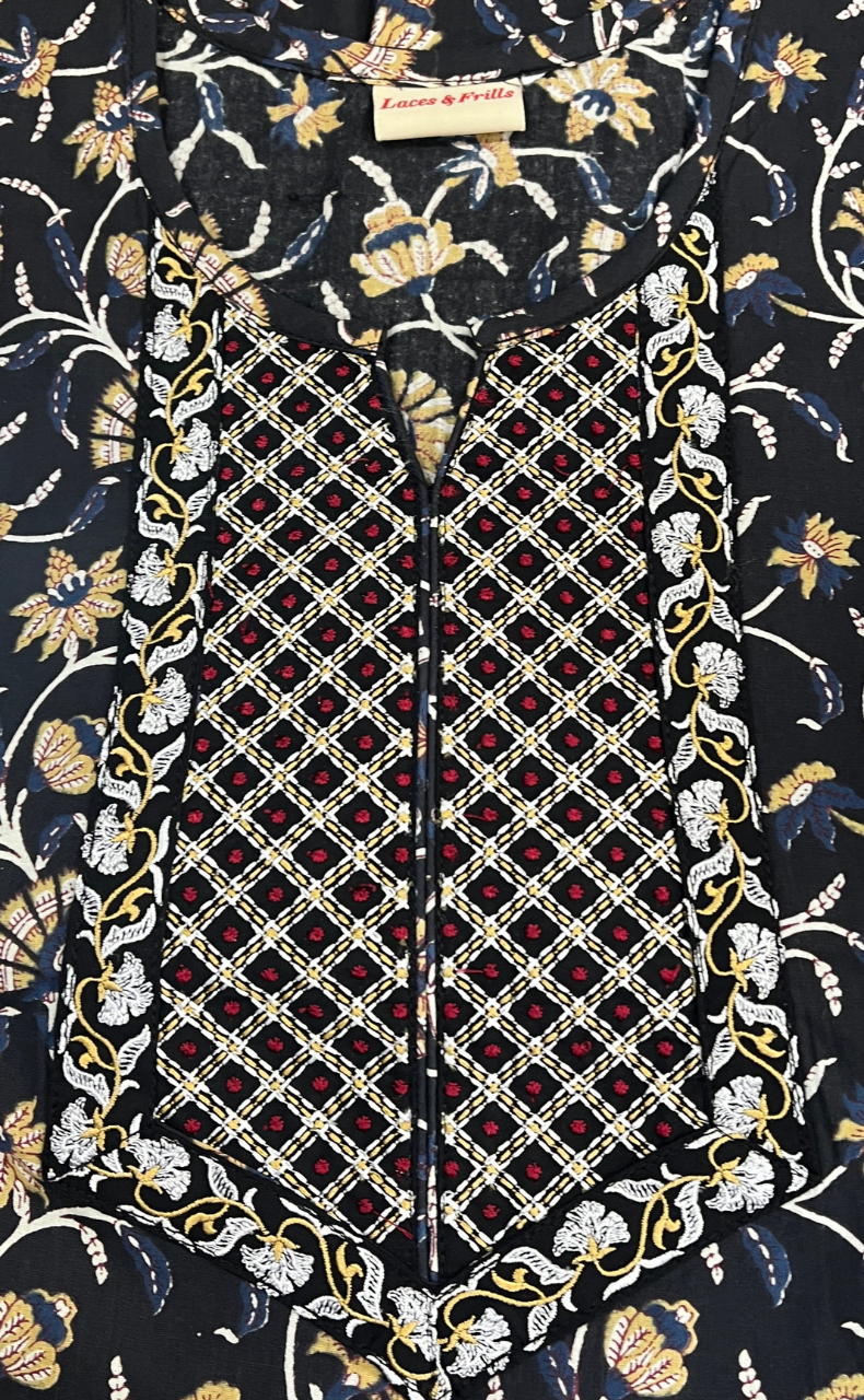 Black Garden Pure Cotton Nighty. Pure Durable Cotton | Laces and Frills