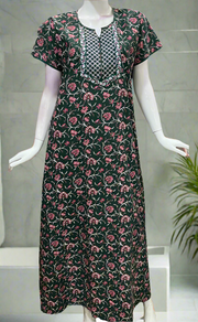 Bottle Green Garden Pure Cotton Nighty. Pure Durable Cotton | Laces and Frills