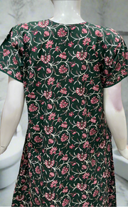 Bottle Green Garden Pure Cotton Nighty. Pure Durable Cotton | Laces and Frills