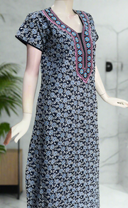 Blue Flora Pure Cotton Nighty. Pure Durable Cotton | Laces and Frills