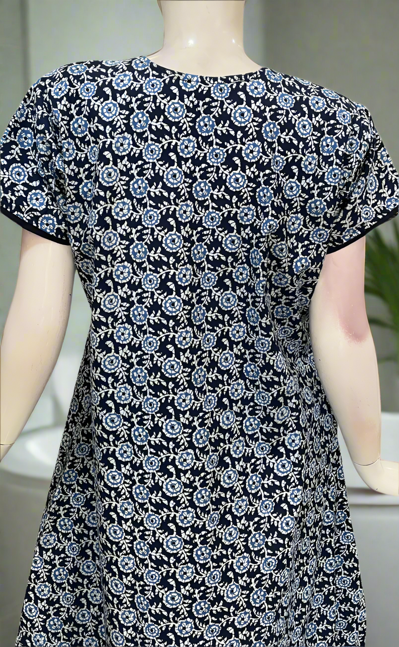 Blue Flora Pure Cotton Nighty. Pure Durable Cotton | Laces and Frills