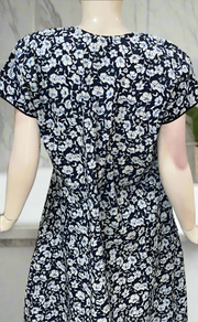 Blue Flora Pure Cotton Nighty. Pure Durable Cotton | Laces and Frills