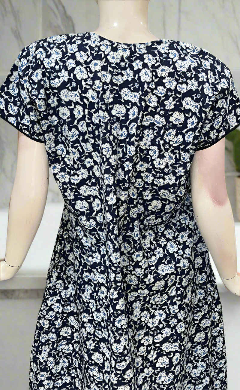 Blue Flora Pure Cotton Nighty. Pure Durable Cotton | Laces and Frills