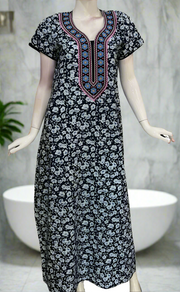 Blue Flora Pure Cotton Nighty. Pure Durable Cotton | Laces and Frills