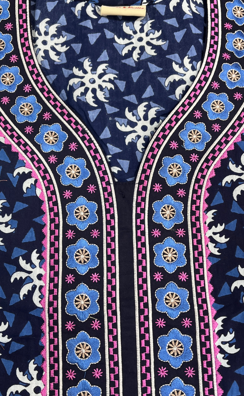 Blue Flora Pure Cotton Nighty. Pure Durable Cotton | Laces and Frills