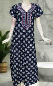 Blue Flora Pure Cotton Nighty. Pure Durable Cotton | Laces and Frills