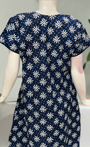 Blue Flora Pure Cotton Nighty. Pure Durable Cotton | Laces and Frills
