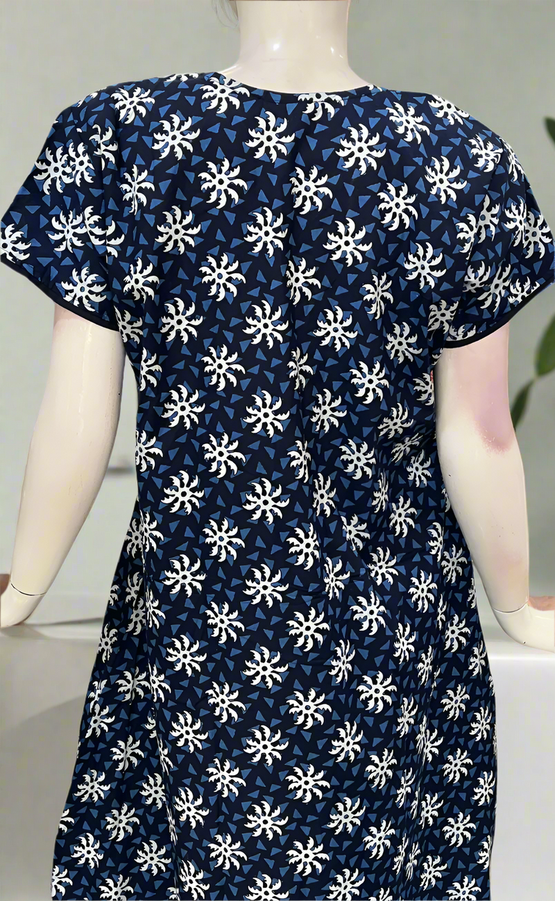 Blue Flora Pure Cotton Nighty. Pure Durable Cotton | Laces and Frills