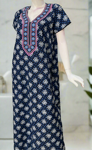 Blue Flora Pure Cotton Nighty. Pure Durable Cotton | Laces and Frills