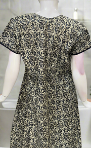 Off White/Blue Leafy Pure Cotton Nighty. Pure Durable Cotton | Laces and Frills