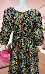 Navy Blue Floral Garden Rayon Feeding Nursing Nighty. Flowy Rayon Fabric | Laces and Frills - Laces and Frills