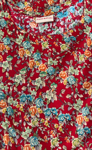 Red Garden Rayon Feeding Nursing Nighty. Flowy Rayon Fabric | Laces and Frills