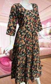 Black Garden Rayon Feeding Nursing Nighty. Flowy Rayon Fabric | Laces and Frills - Laces and Frills