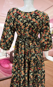 Black Garden Rayon Feeding Nursing Nighty. Flowy Rayon Fabric | Laces and Frills - Laces and Frills